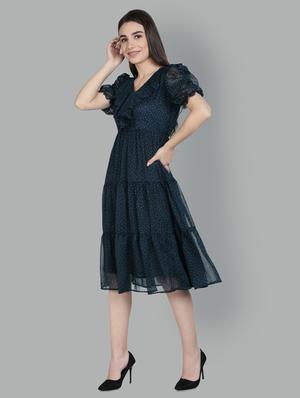v-neck printed tiered dress dress - 18370217 - Standard Image - 2