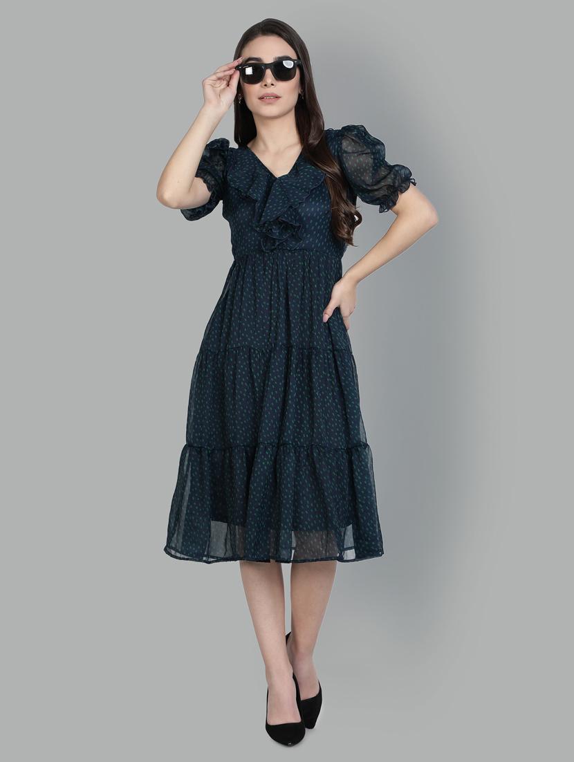 v-neck printed tiered dress dress - 18370217 - Zoom Image - 1