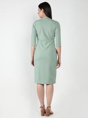 v-neck solid sheath dress - 18370222 - Standard Image - 3