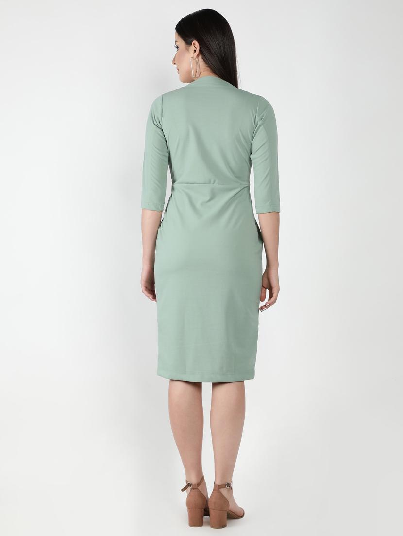 v-neck solid sheath dress - 18370222 - Zoom Image - 3
