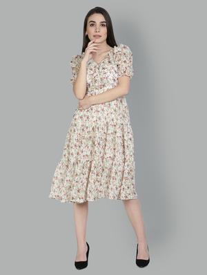 v-neck floral tiered dress dress - 18370223 - Standard Image - 2