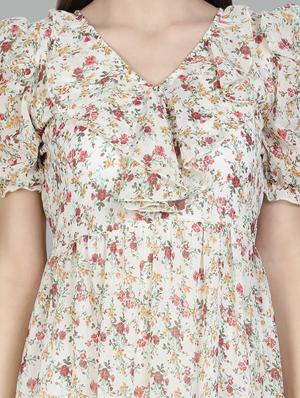 v-neck floral tiered dress dress - 18370223 - Standard Image - 4