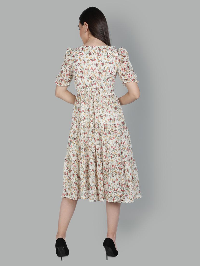 v-neck floral tiered dress dress - 18370223 - Zoom Image - 3