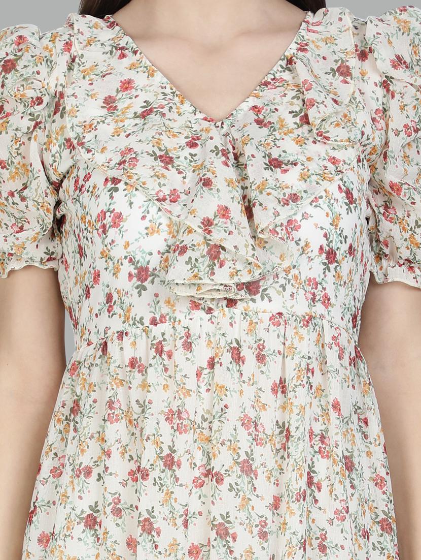 v-neck floral tiered dress dress - 18370223 - Zoom Image - 4