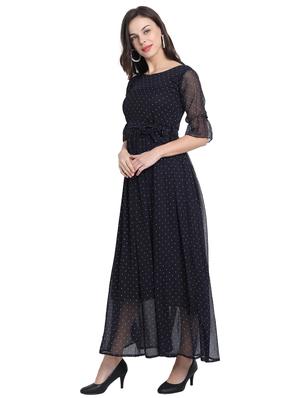 puff sleeved polka dots fit & flare dress - 18370233 - Standard Image - 2