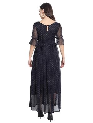 puff sleeved polka dots fit & flare dress - 18370233 - Standard Image - 3