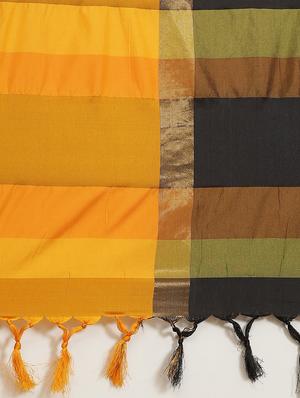 black cotton silk embroidered saree with blouse - 18370301 - Standard Image - 4
