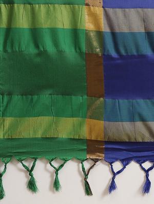 blue cotton silk embroidered saree with blouse - 18370302 - Standard Image - 4