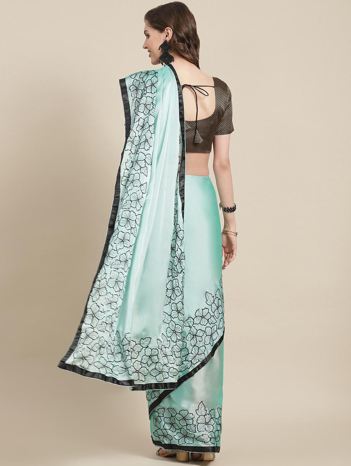 blue georgette embroidered saree with blouse - 18370321 - Zoom Image - 2