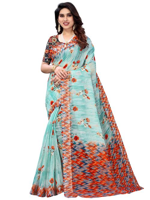 women's floral multi colored saree with blouse - 18370324 -  Standard Image - 0