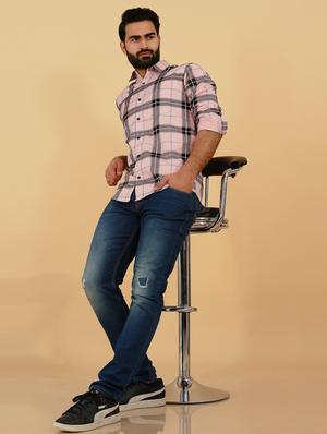 pink checkered casual shirt - 18370630 - Standard Image - 4