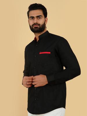 black solid casual shirt - 18370637 - Standard Image - 2