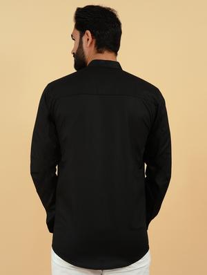black solid casual shirt - 18370637 - Standard Image - 3