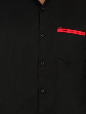 black solid casual shirt - 18370637 - Standard Image - 5