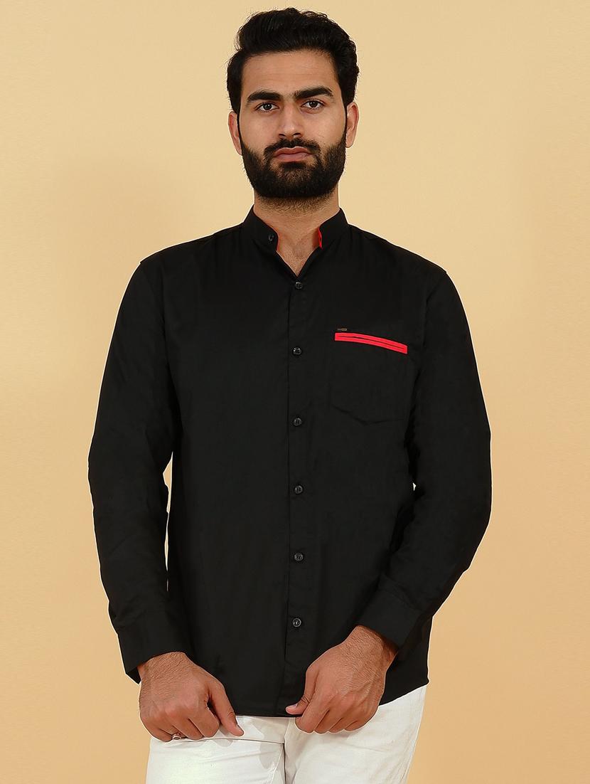 black solid casual shirt - 18370637 - Zoom Image - 1