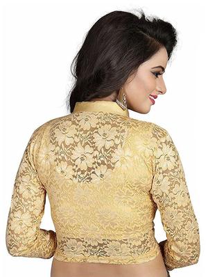 beige cotton lycra solid blouse - 18370748 - Standard Image - 2