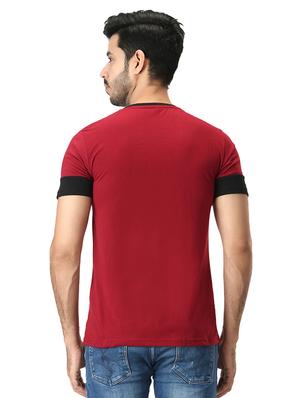 maroon color-blocked t-shirt - 18370885 - Standard Image - 3