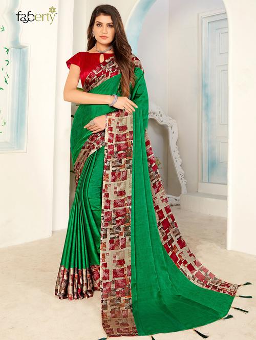 multi colored silk blend printed saree with blouse - 18371413 - Standard Image - 1