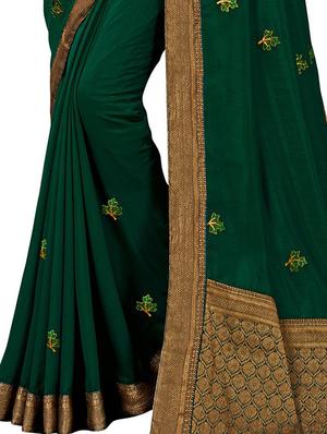 solid embroidered saree with blouse - 18371469 - Standard Image - 3