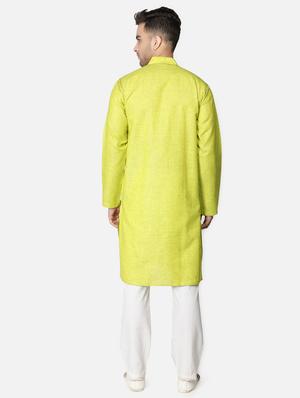 green neck embroidered long kurta - 18371550 - Standard Image - 5