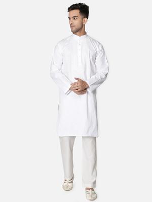 white neck embroidered long kurta - 18371551 - Standard Image - 2