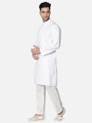 white neck embroidered long kurta - 18371551 - Standard Image - 3