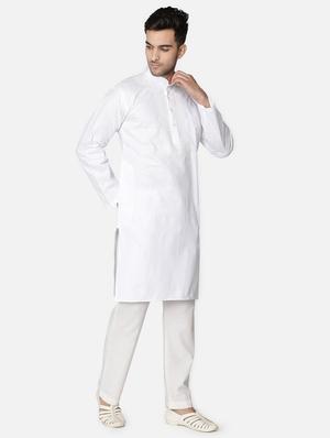 white neck embroidered long kurta - 18371551 - Standard Image - 4