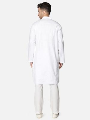 white neck embroidered long kurta - 18371551 - Standard Image - 5