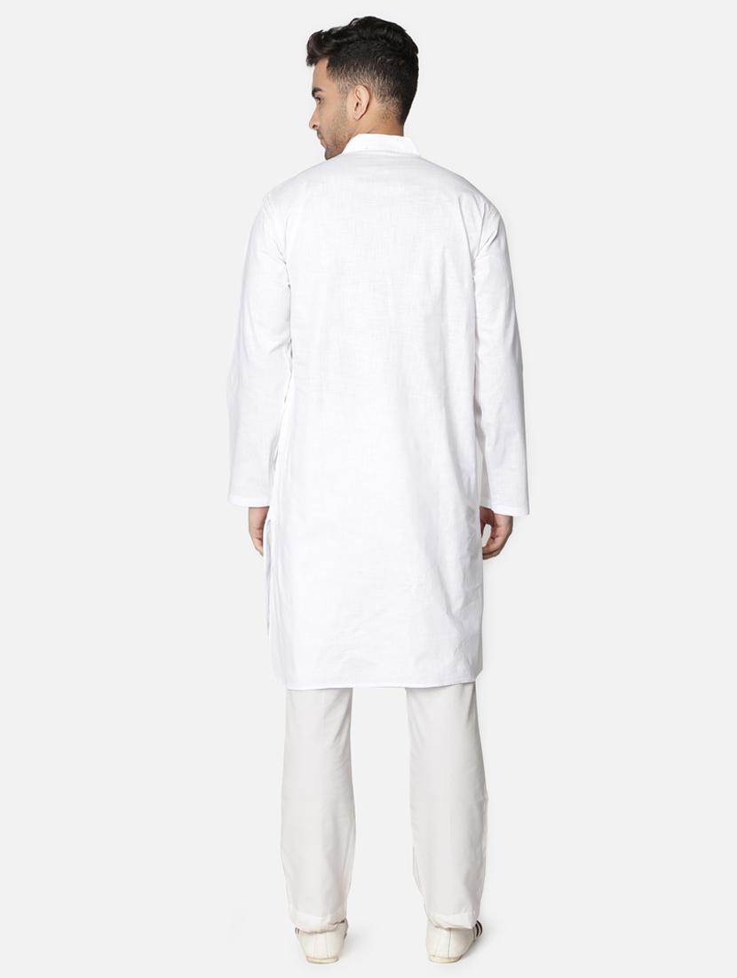 white neck embroidered long kurta - 18371551 - Zoom Image - 5