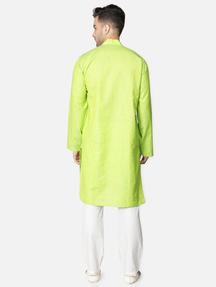 green neck embroidered long kurta - 18371553 - Zoom Image - 5