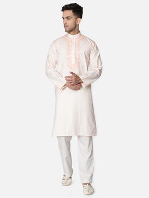 pink neck embroidered long kurta - 18371555 - Standard Image - 2