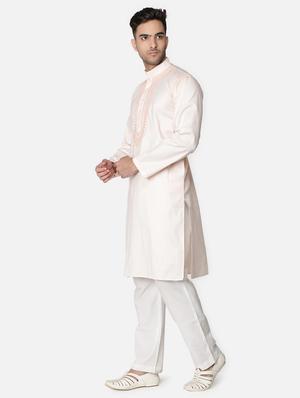 pink neck embroidered long kurta - 18371555 - Standard Image - 3