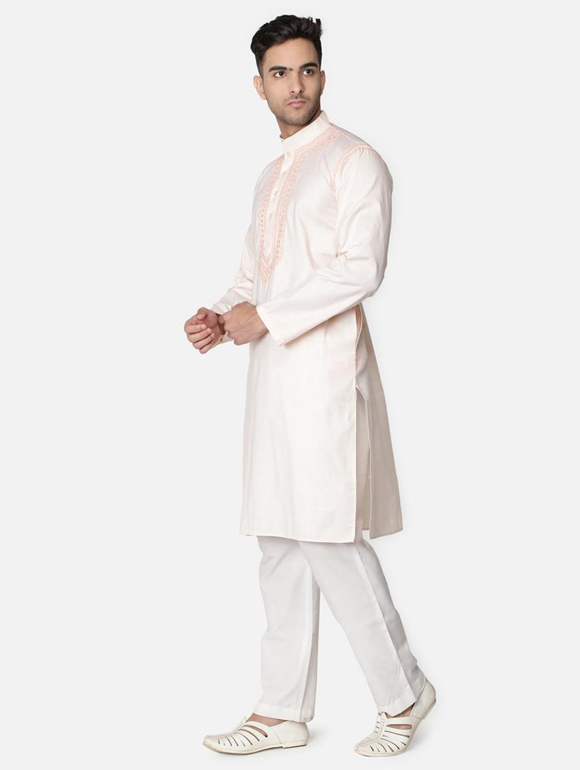 pink neck embroidered long kurta - 18371555 - Zoom Image - 3