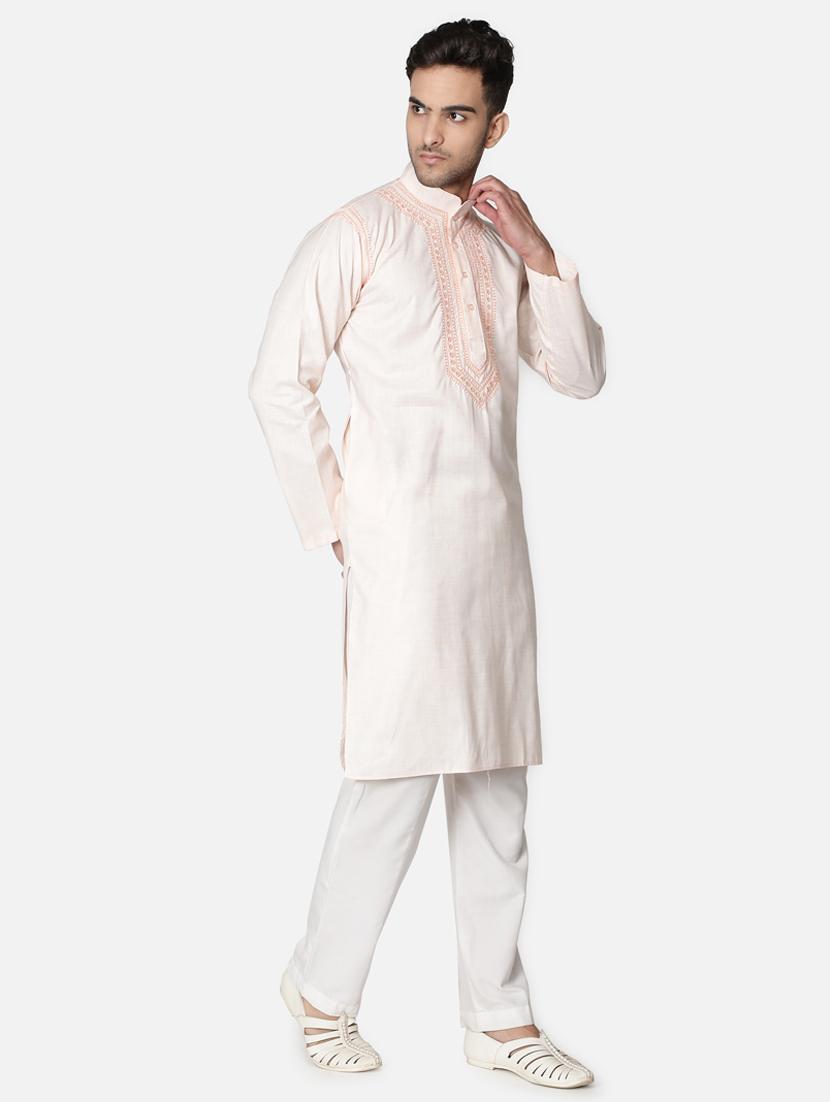 pink neck embroidered long kurta - 18371555 - Zoom Image - 4