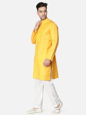 yellow neck embroidered long kurta - 18371557 - Standard Image - 4