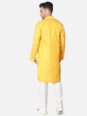 yellow neck embroidered long kurta - 18371557 - Standard Image - 5