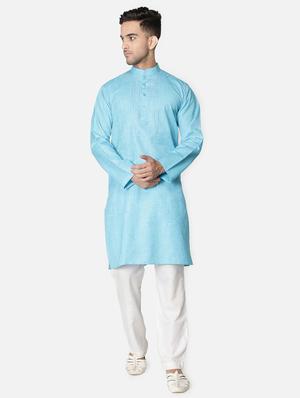 blue neck embroidered long kurta - 18371558 - Standard Image - 2