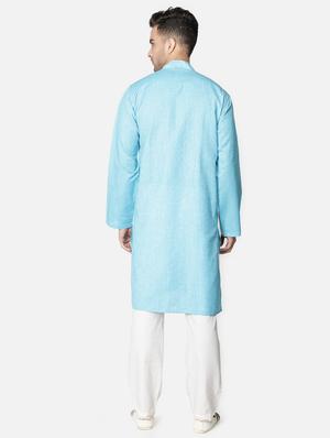 blue neck embroidered long kurta - 18371558 - Standard Image - 5