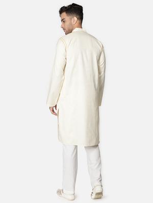 cream neck embroidered long kurta - 18371560 - Standard Image - 5