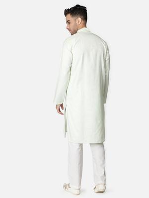 green neck embroidered long kurta - 18371561 - Standard Image - 5