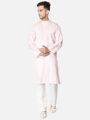pink neck embroidered long kurta - 18371562 - Standard Image - 2