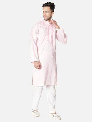 pink neck embroidered long kurta - 18371562 - Standard Image - 3