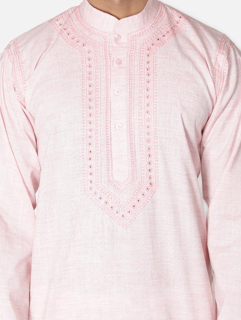 pink neck embroidered long kurta - 18371562 - Zoom Image - 6