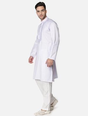 purple neck embroidered long kurta - 18371563 - Standard Image - 3