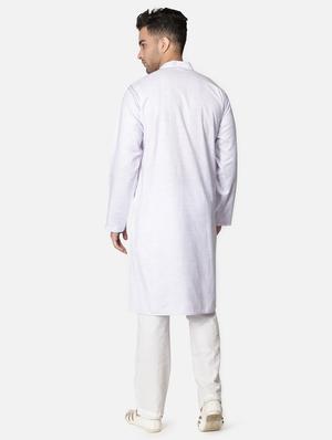 purple neck embroidered long kurta - 18371563 - Standard Image - 5