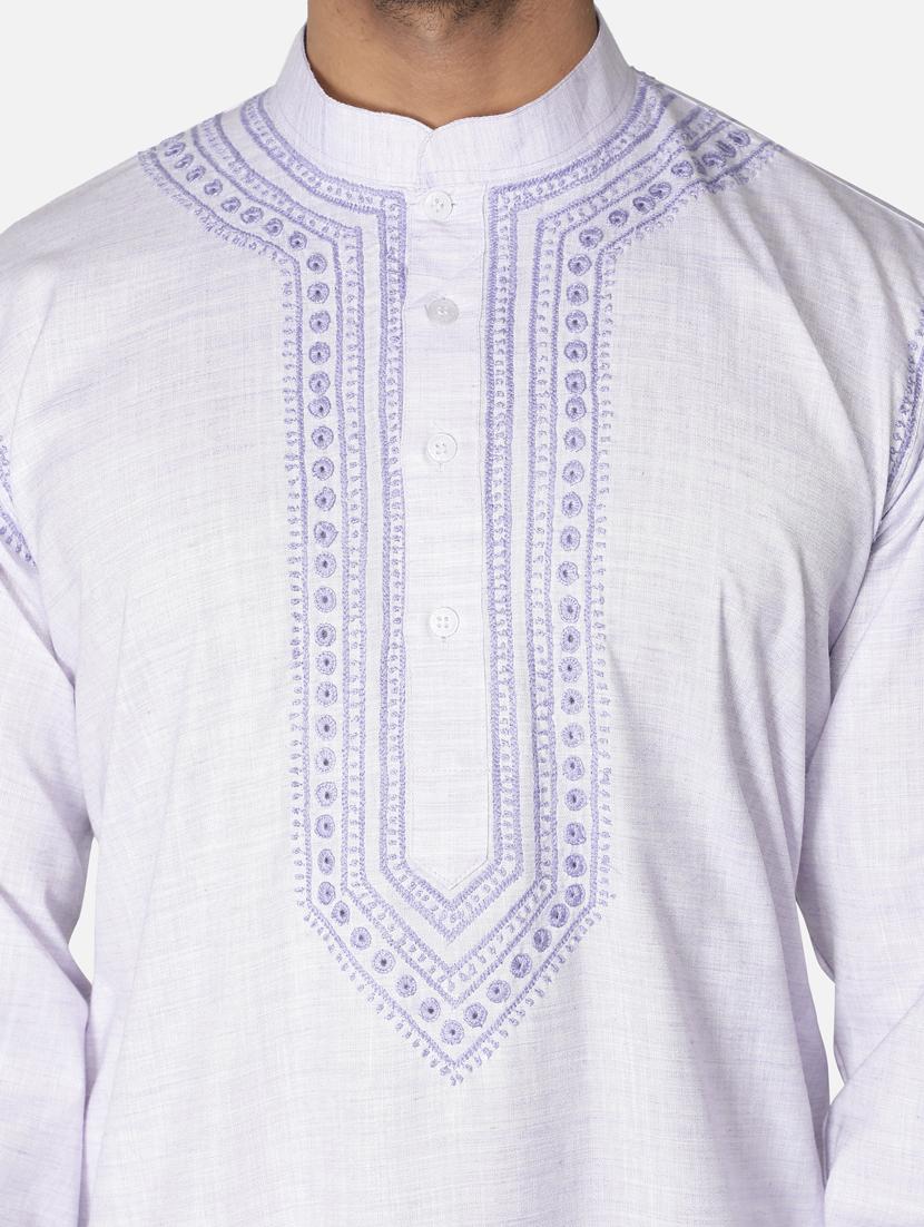 purple neck embroidered long kurta - 18371563 - Zoom Image - 6