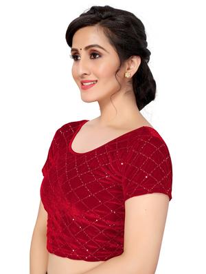 red velvet solid blouse - 18371817 - Standard Image - 2