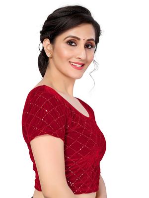 red velvet solid blouse - 18371817 - Standard Image - 3