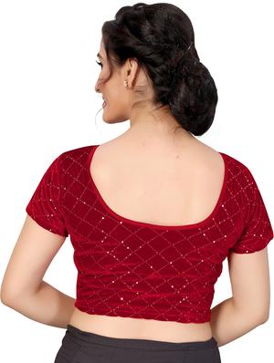 red velvet solid blouse - 18371817 - Standard Image - 4
