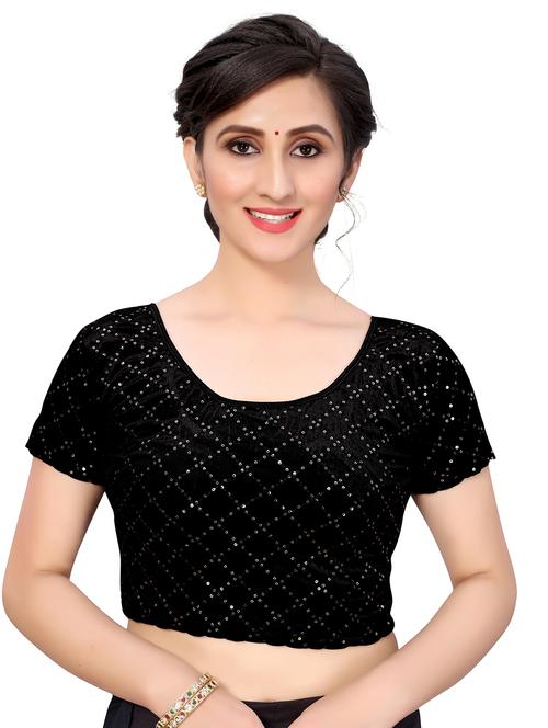 black velvet solid blouse - 18371823 - Standard Image - 1